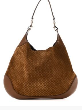 Gucci Brown Suede GG  Large Shoulder Bag GORGEOUS👜